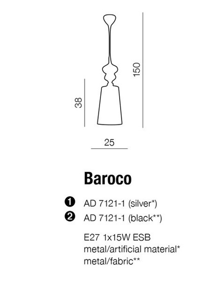 BAROCO  AZ0307 Silver Lampa Wisząca AZZARDO