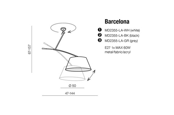 Lampa regulowana AZzardo Barcelona szara