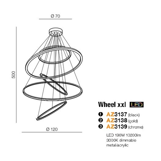 Lampa wisząca LED Azzardo Wheel AZ3137