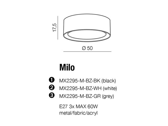 Milo MX2295-M-BZ Grey  Azzardo  Oprawa sufitowa