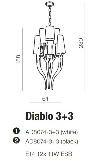 Żyrandol Azzardo Diablo 3+3 AZ0173